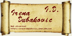 Irena Dubaković vizit kartica